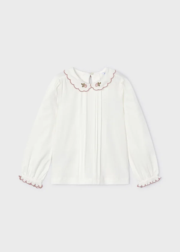 Mayoral Blusa gola bordada menina