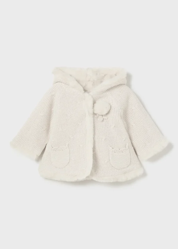 Mayoral Casaco tricot com pelo recém nascido