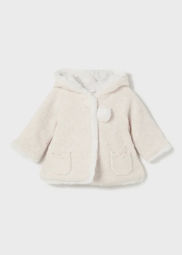 Mayoral Casaco tricot com pelo recém nascido