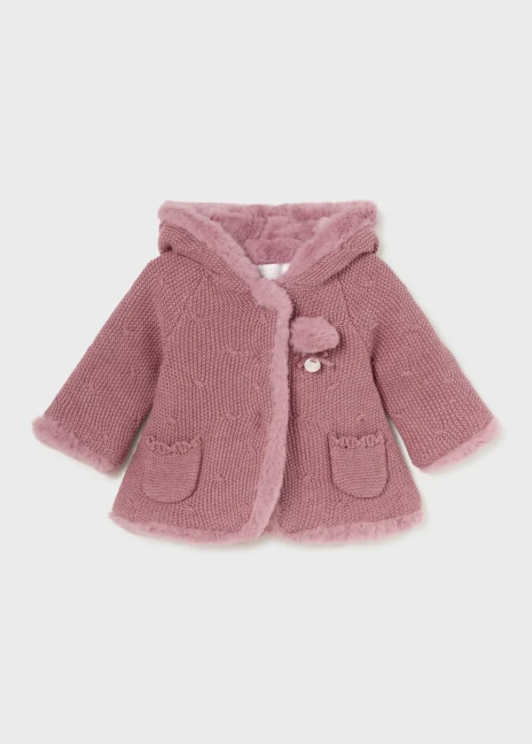 Mayoral Casaco tricot com pelo recém nascido