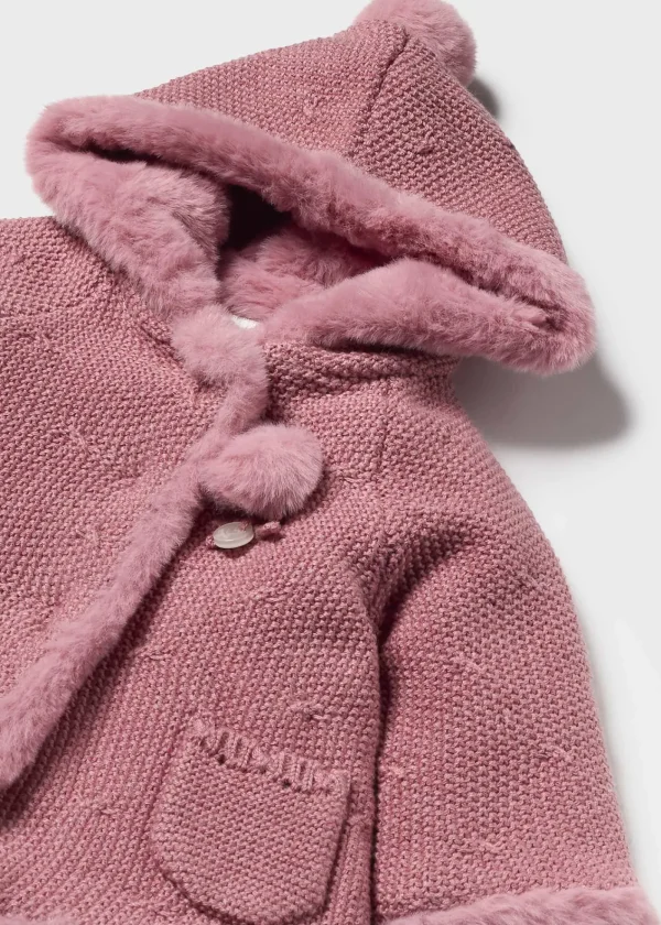 Mayoral Casaco tricot com pelo recém nascido