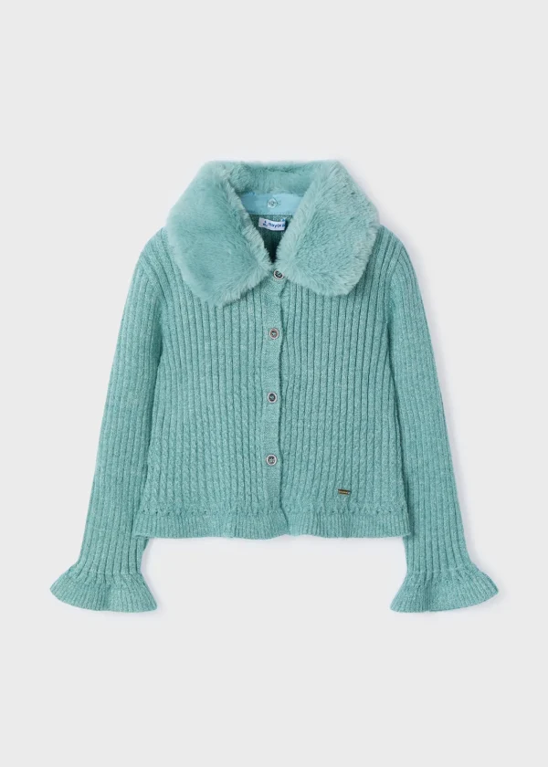 Mayoral Casaco tricot gola pelo menina