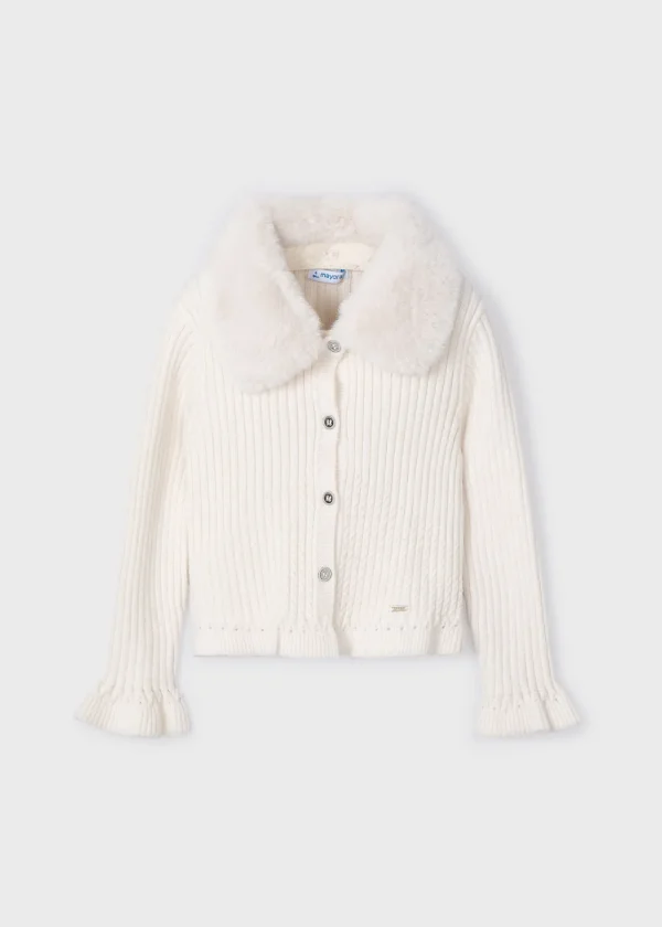 Mayoral Casaco tricot gola pelo menina