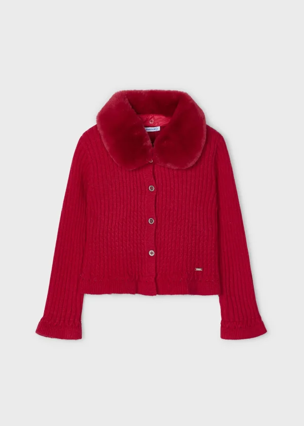 Mayoral Casaco tricot gola pelo menina