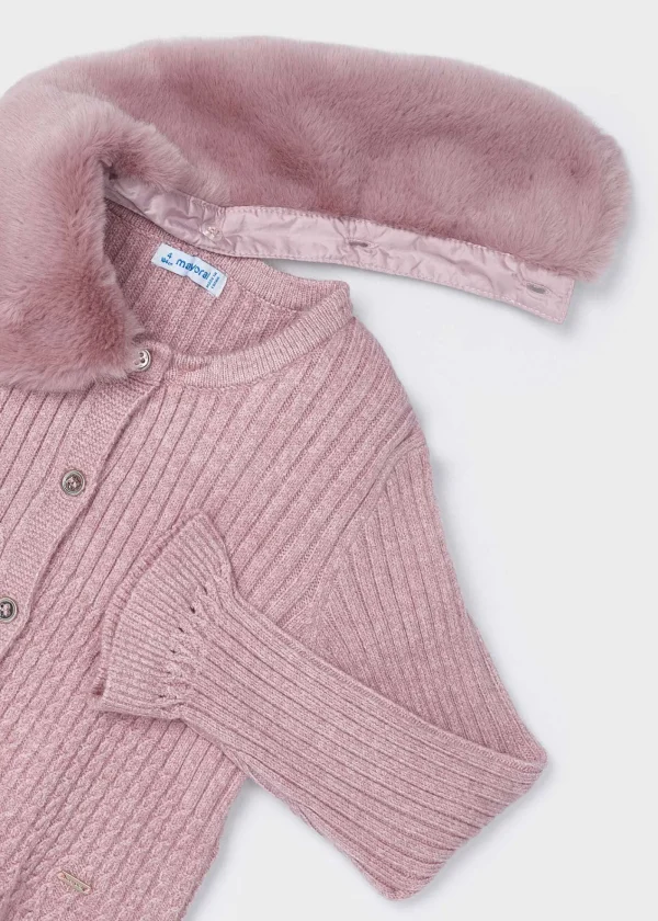 Mayoral Casaco tricot gola pelo menina