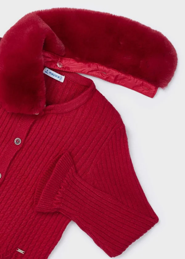 Mayoral Casaco tricot gola pelo menina