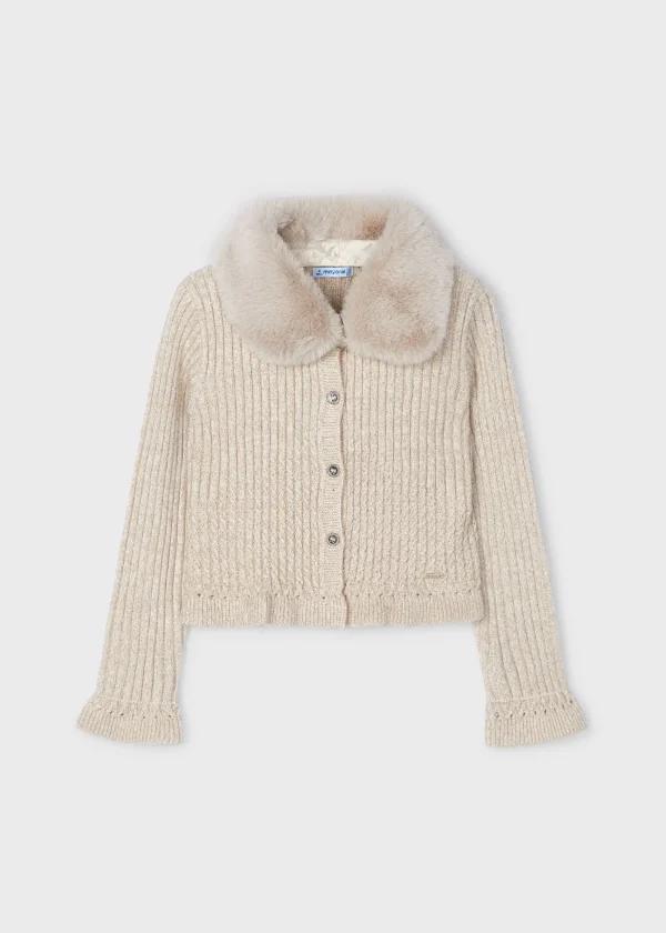Mayoral Casaco tricot gola pelo menina