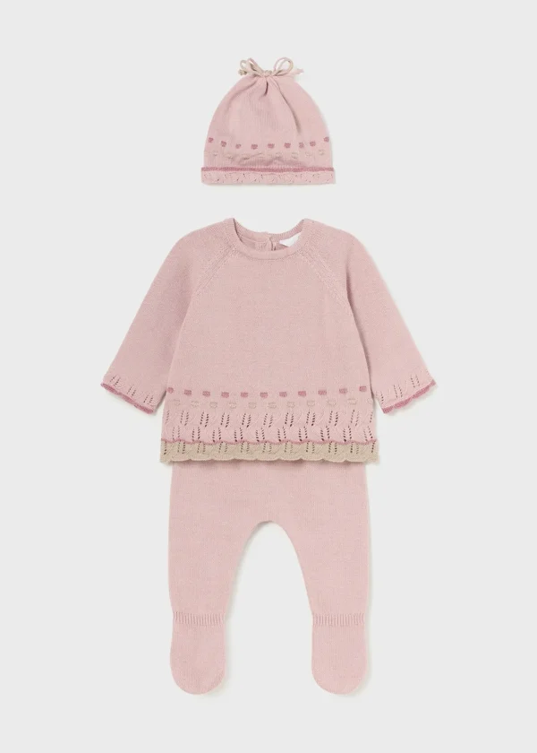 Mayoral Conjunto 3 peças tricot recém nascida