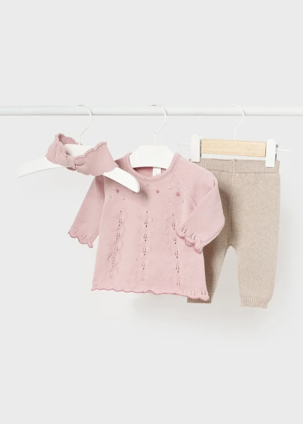 Mayoral Conjunto 3 peças tricot recém nascida
