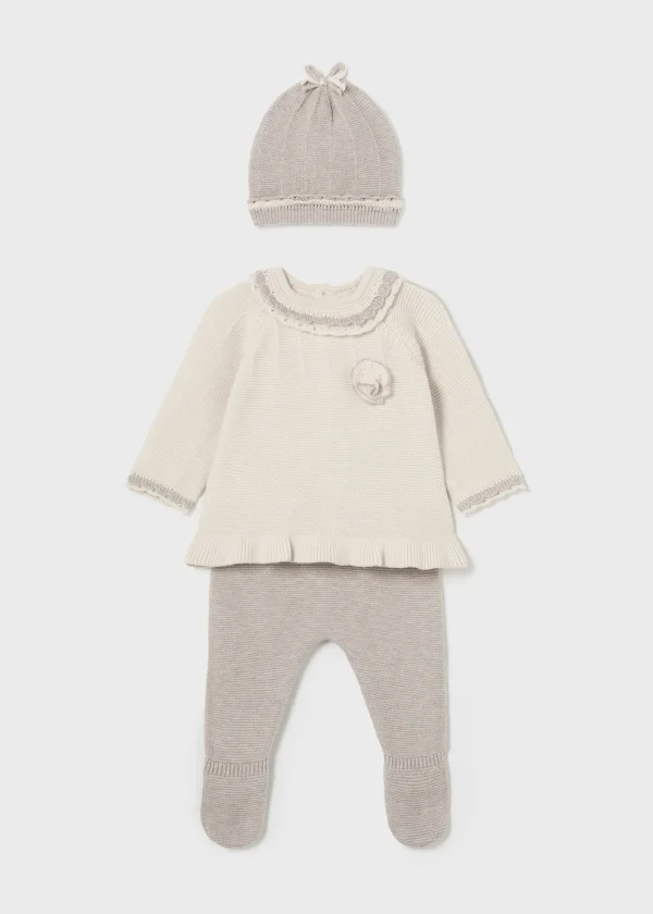 Mayoral Conjunto 3 peças tricot recém nascida