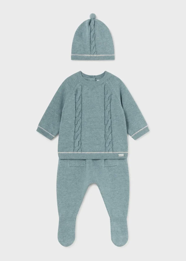 Mayoral Conjunto 3 peças tricot recém nascido