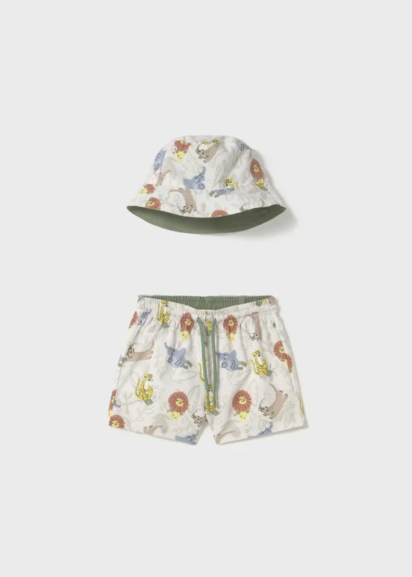Mayoral Conjunto banho e chapéu reversível proteção solar bebé