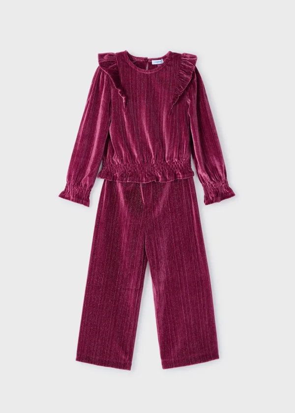Mayoral Conjunto calças e blusa veludo menina