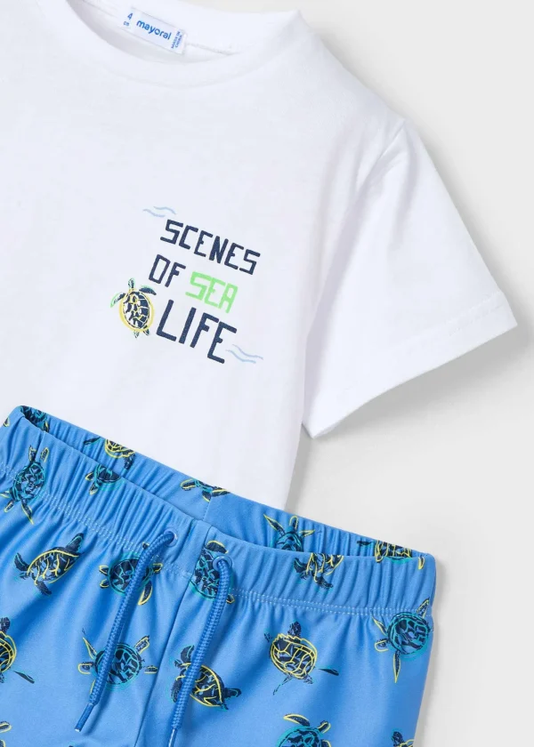 Mayoral Conjunto de banho e t-shirt proteção solar menino