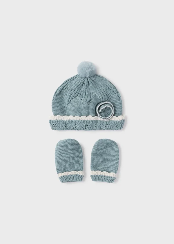 Mayoral Conjunto de gorro e luvas recém nascido