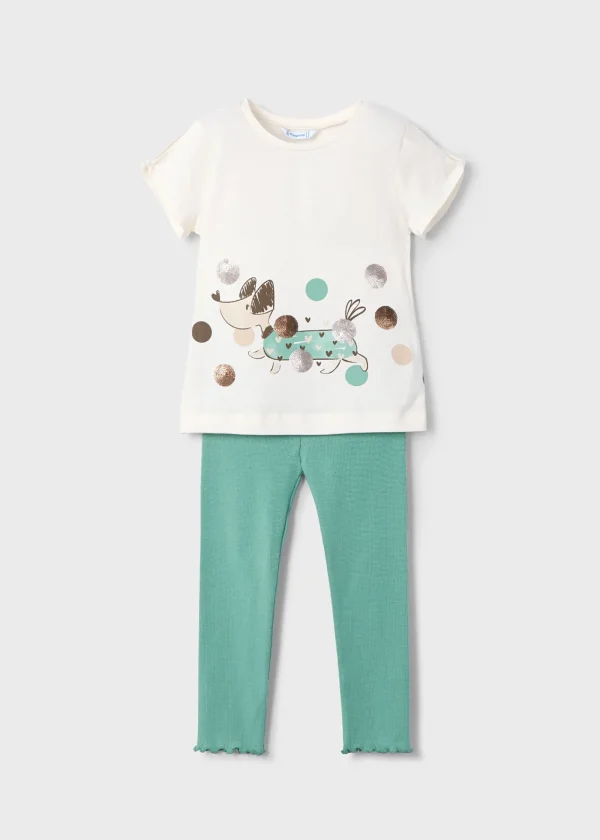Mayoral Conjunto legging e t-shirt cachorro menina