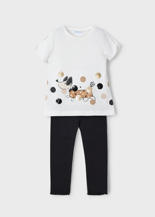 Mayoral Conjunto legging e t-shirt cachorro menina