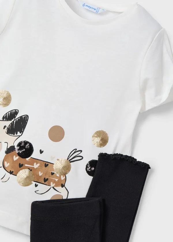 Mayoral Conjunto legging e t-shirt cachorro menina