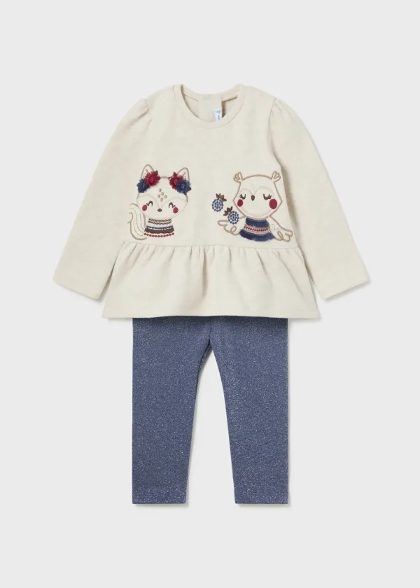Mayoral Conjunto leggings brilho e sweat bebé