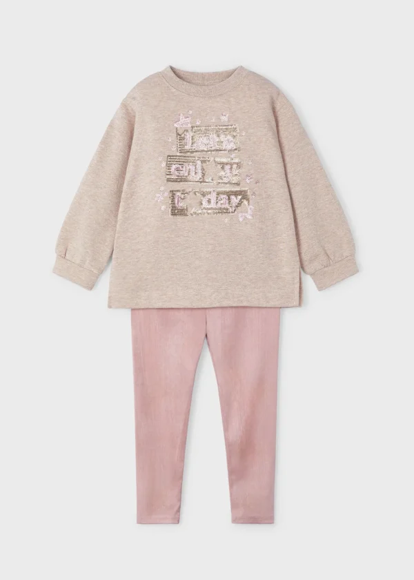 Mayoral Conjunto leggings camurça e sweat menina
