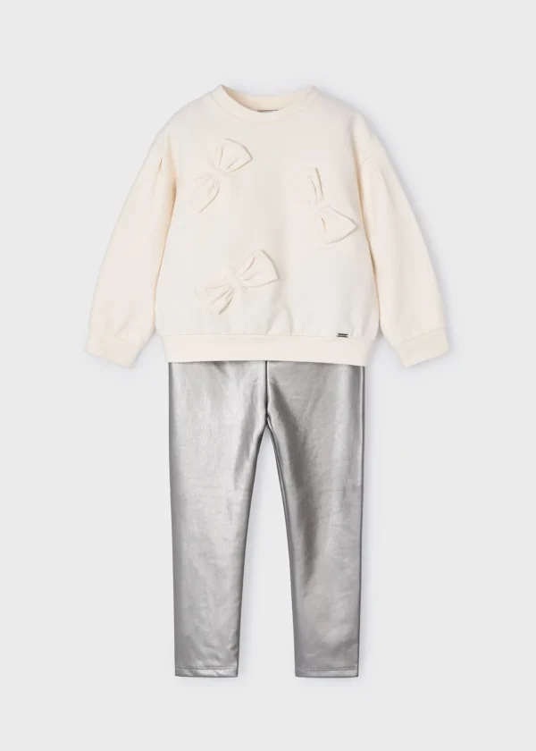 Mayoral Conjunto leggings metalizado e sweat menina
