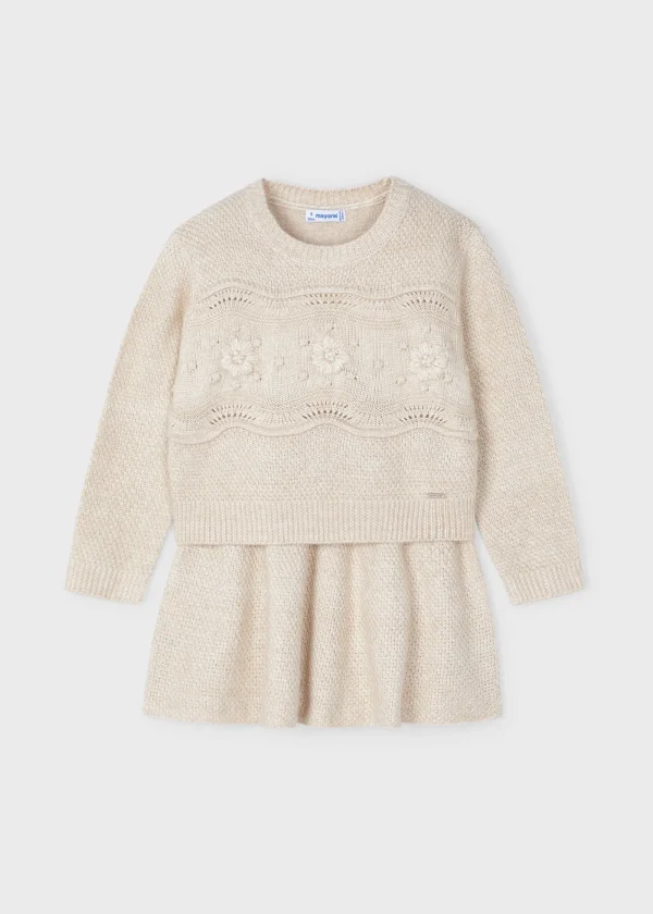 Mayoral Conjunto saia e camisola tricot menina