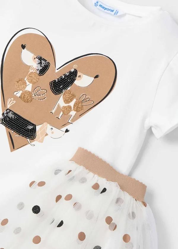 Mayoral Conjunto saia tule e t-shirt menina
