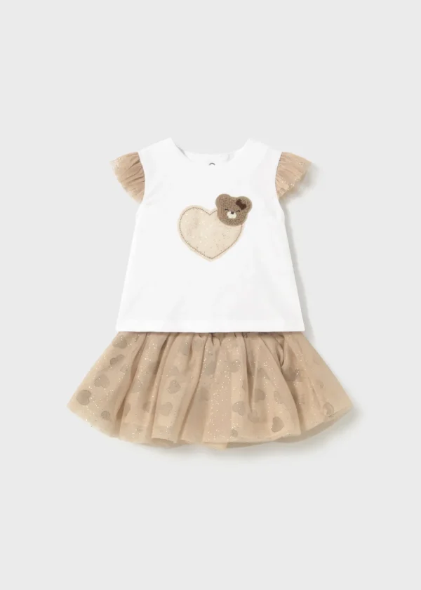 Mayoral Conjunto saia tule e t-shirt recém nascida