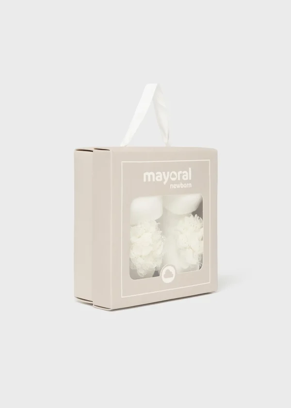 Mayoral Pack fita e meias flor recém nascida