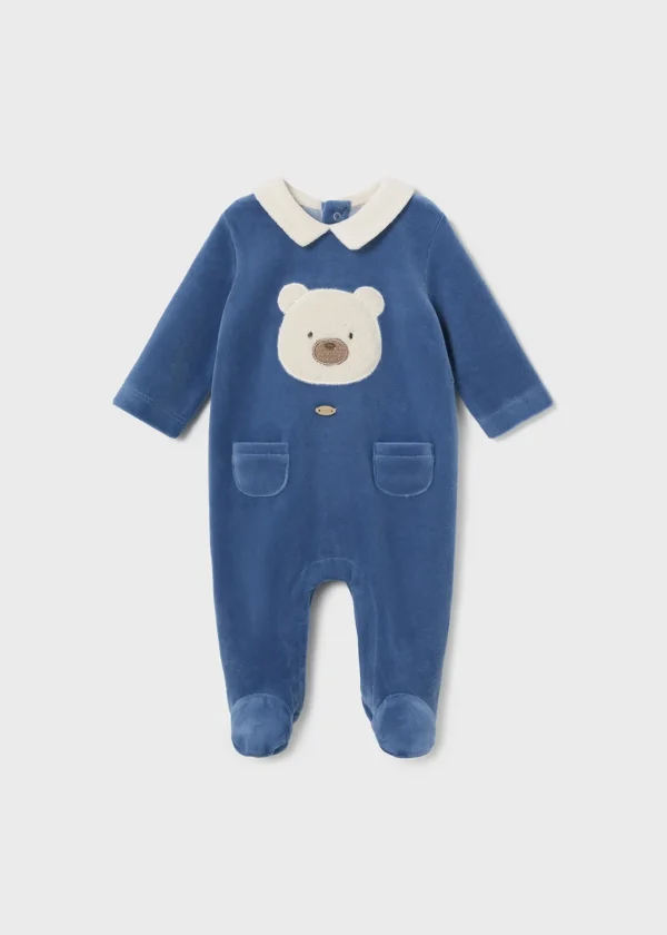 Mayoral Pijama aveludado gola recém nascido