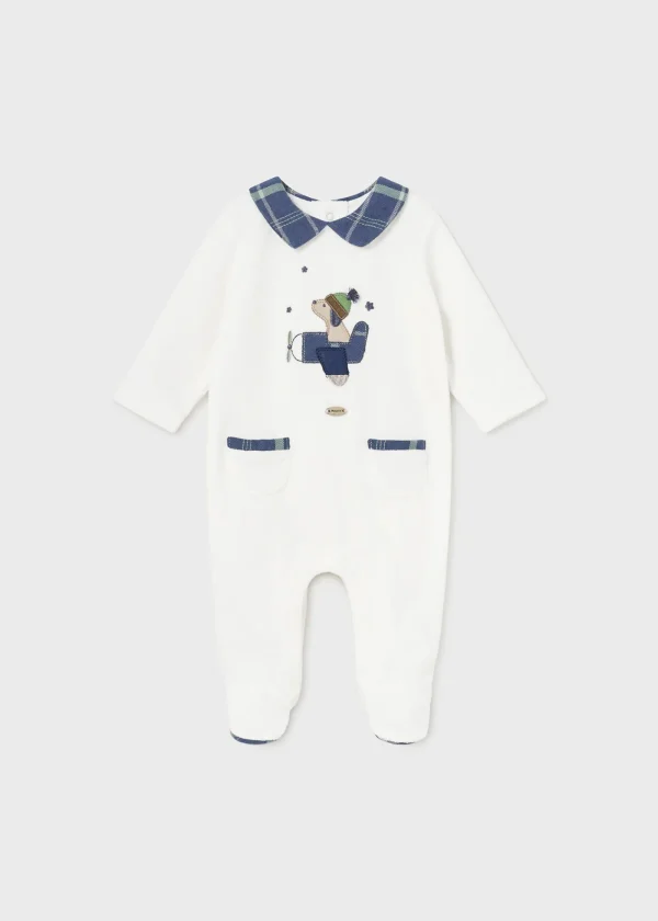 Mayoral Pijama aveludado gola recém nascido