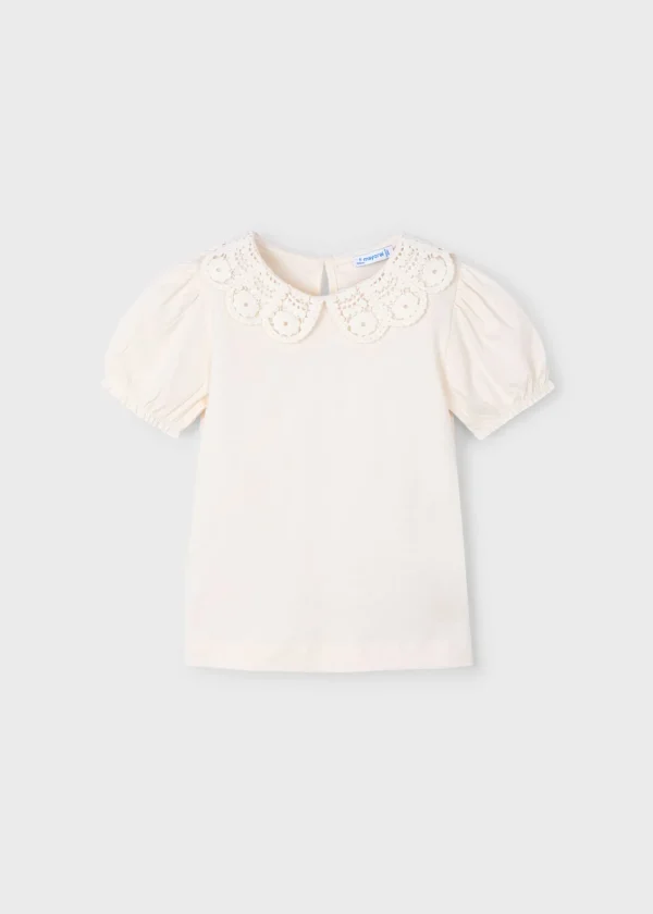 Mayoral T-shirt gola crochê menina