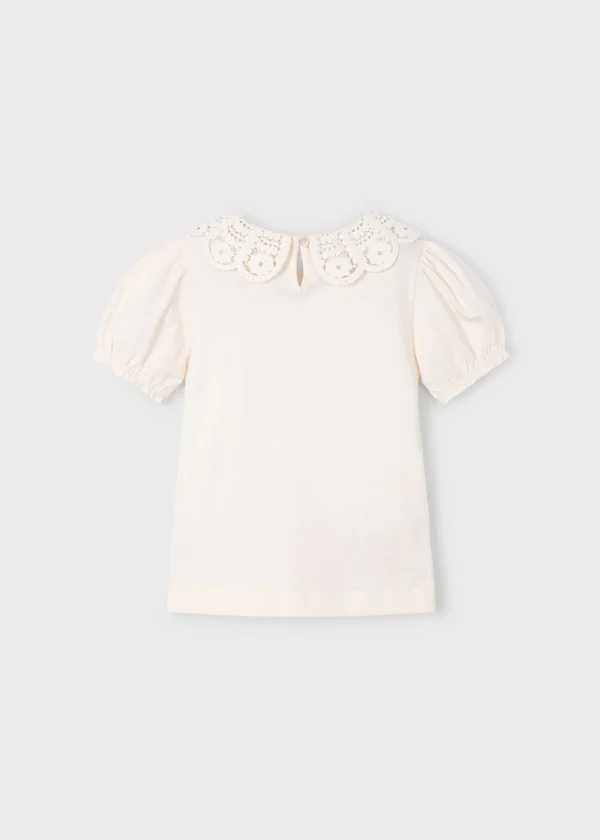 Mayoral T-shirt gola crochê menina
