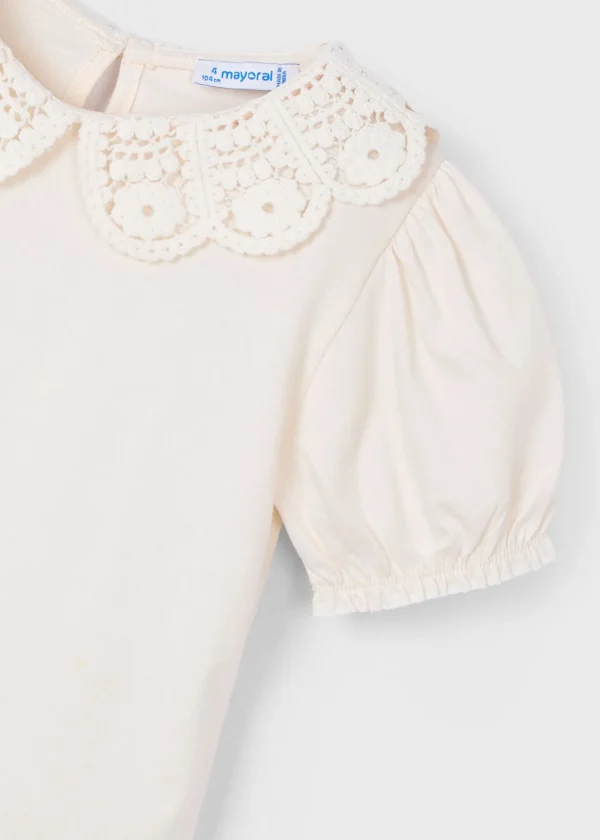 Mayoral T-shirt gola crochê menina