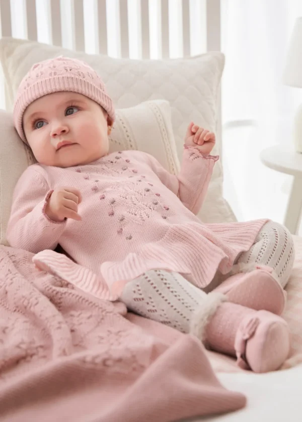 Mayoral Vestido com gorro tricot recém nascida