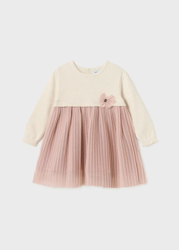 Mayoral Vestido combinado plissado bebé