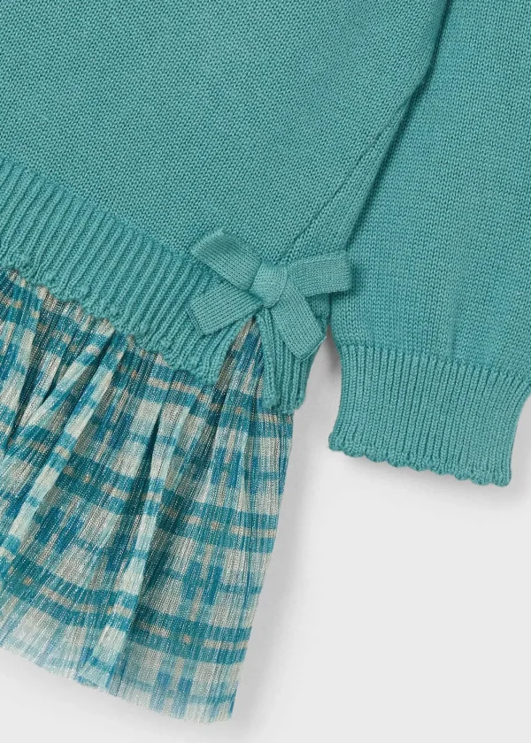 Mayoral Vestido tricot tule quadrados menina